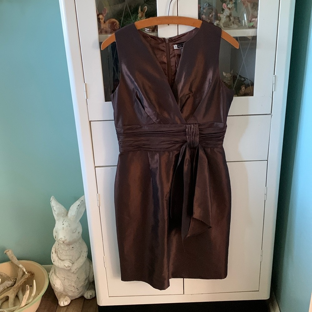 JS Boutique sz 8 Elegant Brown Sleeveless Dress euc Formal Wedding Evening